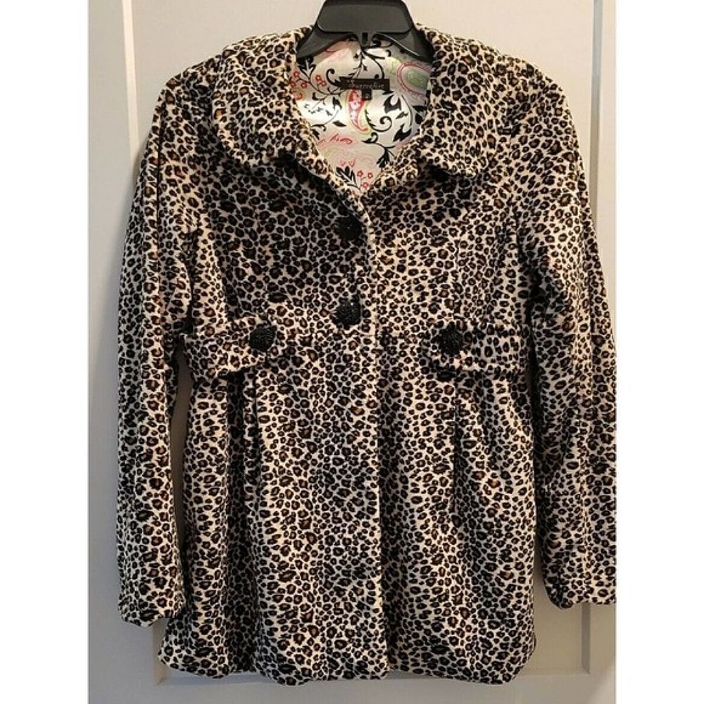 Surrealist USA BOHO FAUX Leopard Swing Jacket Coat Size 2 Medium Gorgeous!